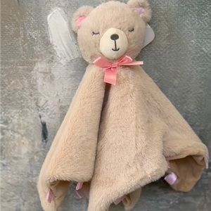 Kelly Baby New Bear Brown Pink Lovey 14 x 14 Security Blanket Stuffed Plush Ratt